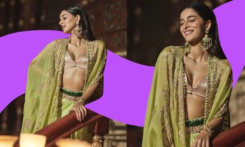 ananya-panday-dream-girl-2-promotions-embroidered-green-cape-and-skirt-pictures