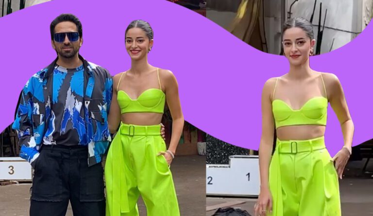 ananya-panday-highlighter-green-coord-set-dream-girl-2-promotions