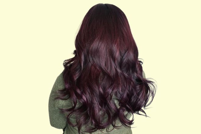 Burgundy hair colour on black hair 