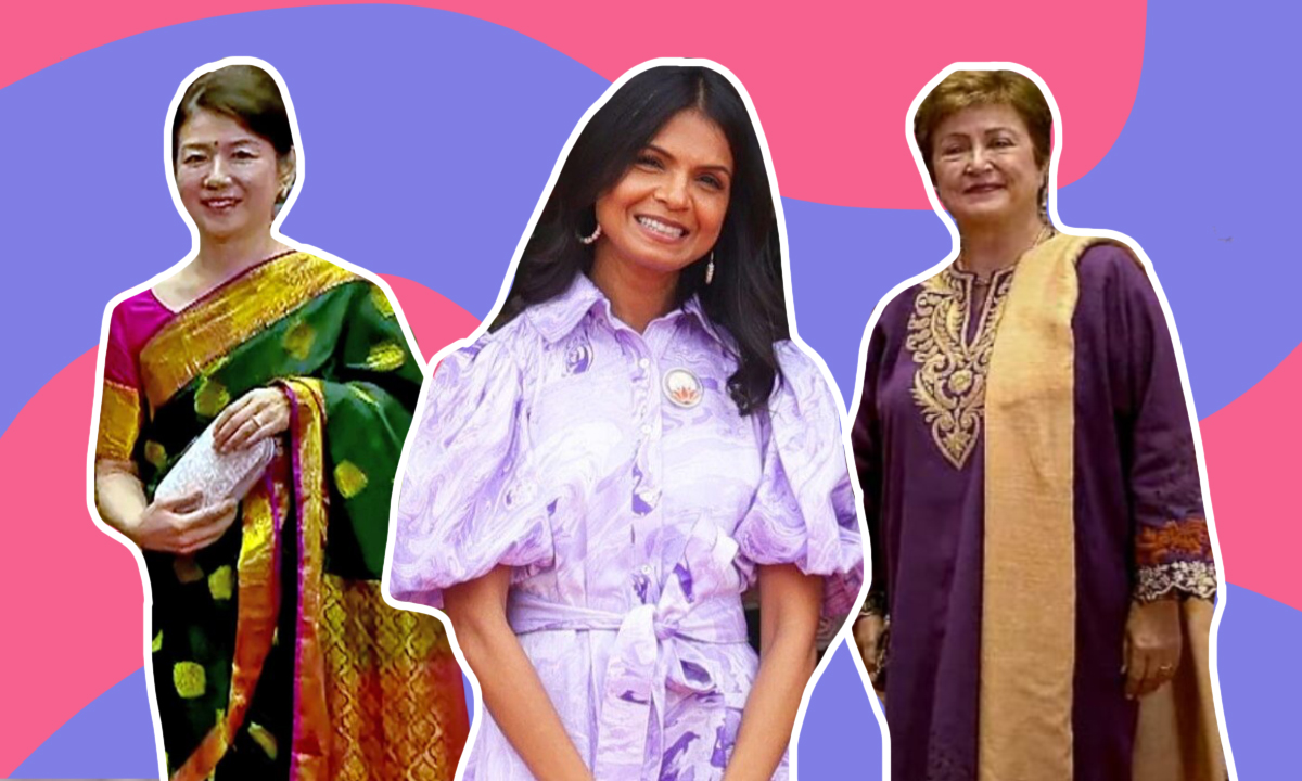 International-delegates-indian-fashion-saree-dress-silk-akshata-murthy-sheikh-hasina
