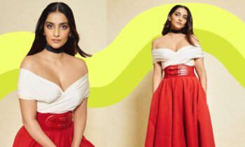 sonam-kapoor-red-skirt-off-shoulder-top-boots-pictures