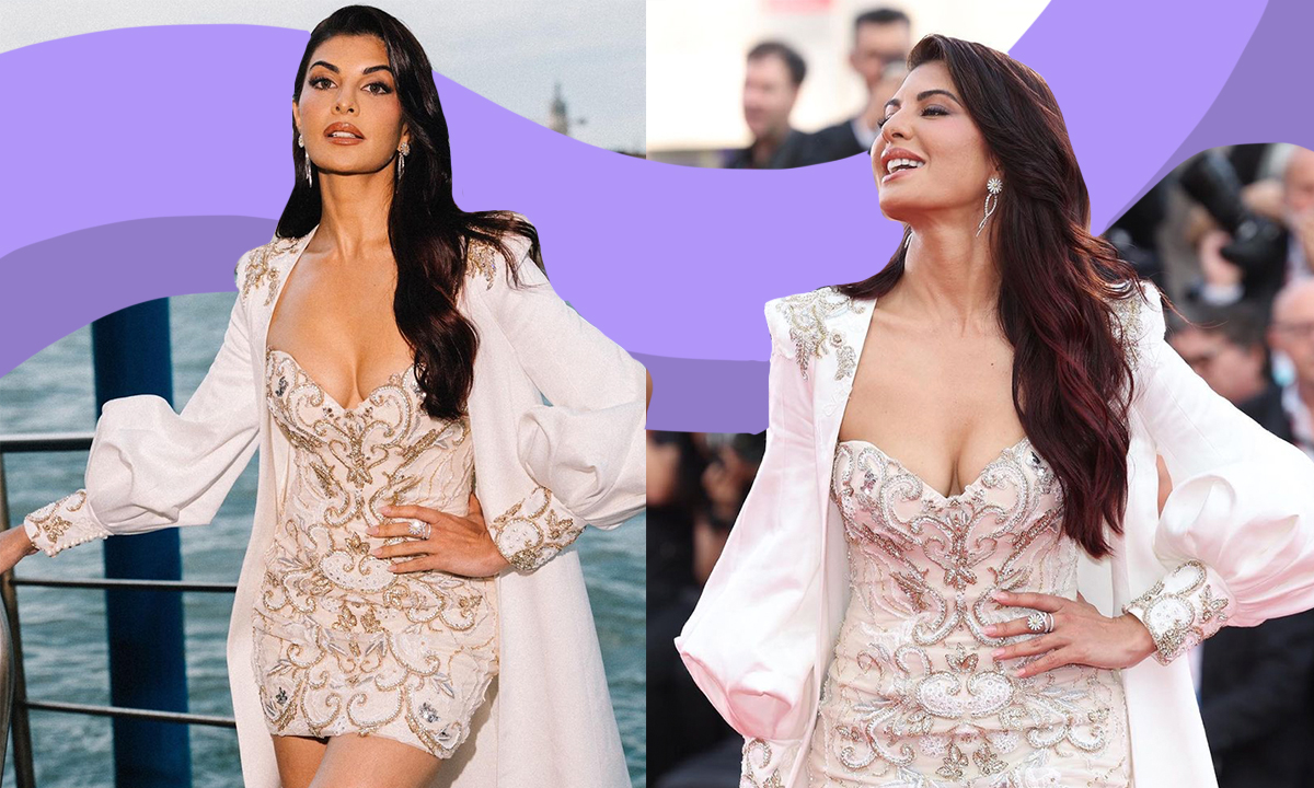 Jacqueliene Fernandez Walks The Venice Film Festival Red Carpet In A High Octane Ivory Dress