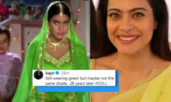 Kajol-Shares-Ddlj-Throwback-Movie-Completing-28-Years-Iconic-Green-Lehenga