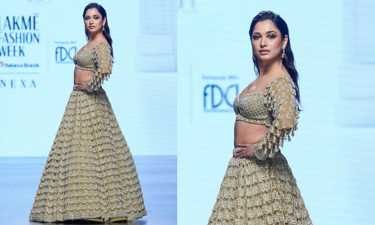 Tamannaah Bhatia Shines At Lakmé Fashion Week X FDCI In Pearl Vani Vats Lehenga And High-Shine Makeup