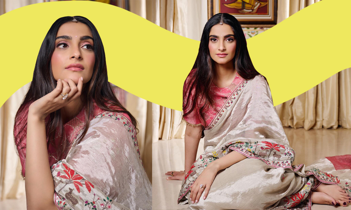 sonam-kapoor-tissue-saree-embroidery-work-styling-tips-festive-season-karwa-chauth