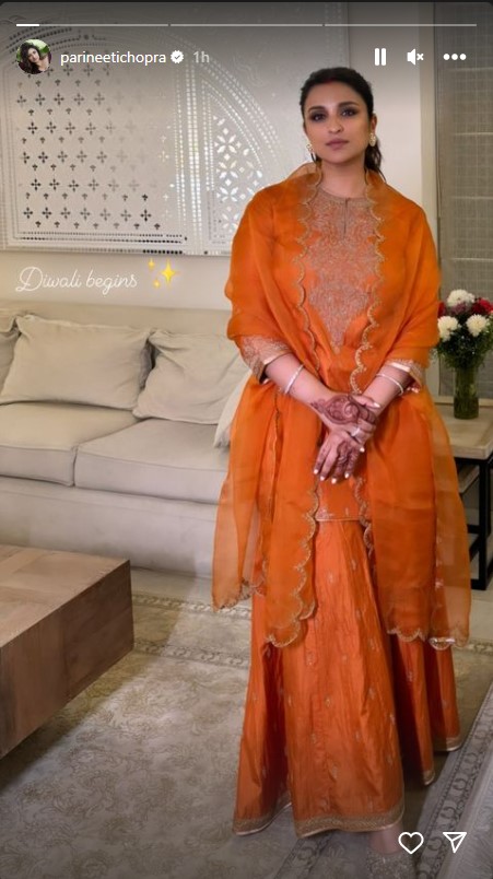 Parineeti-chopra-looks-amazing-designer-orange-sharara-suit-diwali-festive-fashion