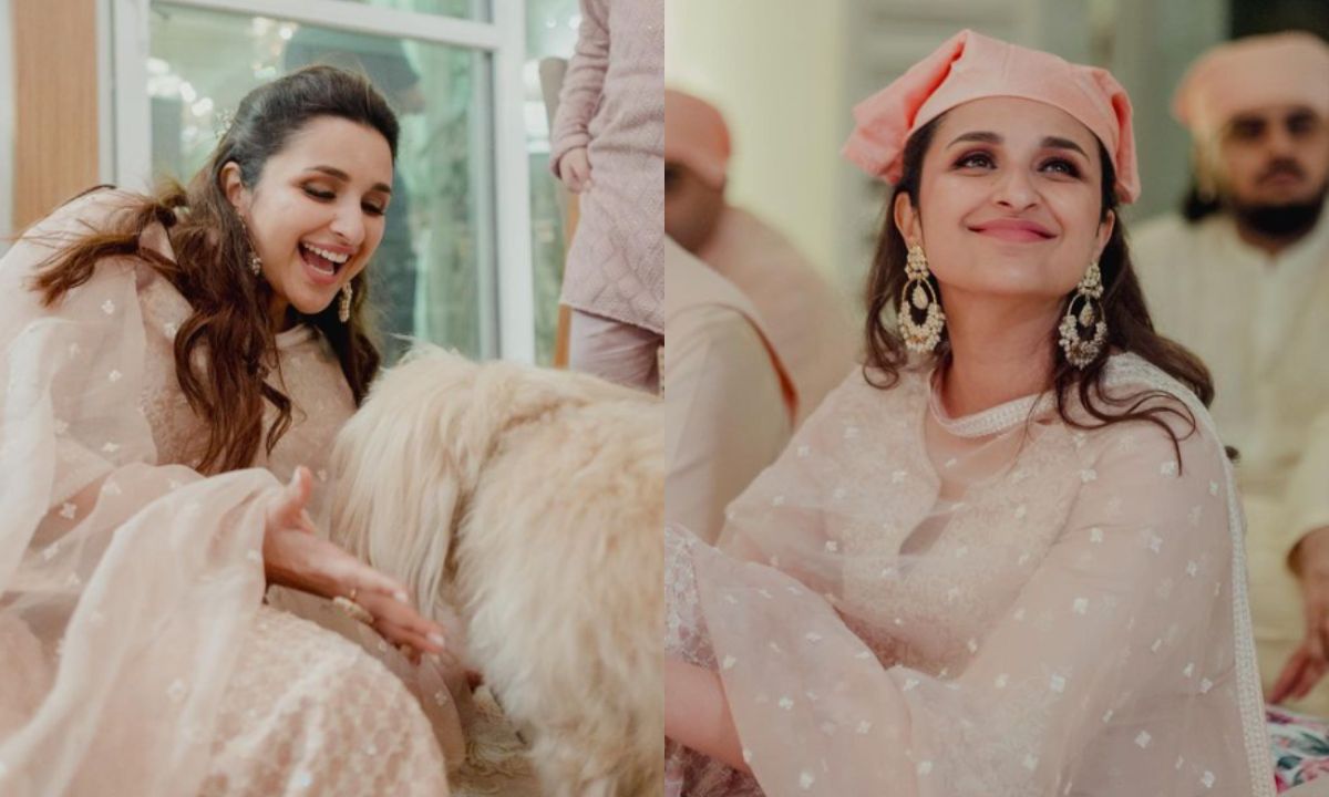 parineeti-chopra-flaunts-baby-pink-outfit-home-function-playing-with-puppy