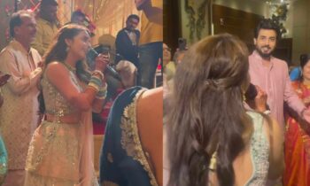 Shrenu-Parikh-Ishqbaaaz-Dedicates-Song-Jab-Koi-Baat-To-Fiancee-Akshay-Mhatre-Cyan-Blue-Lehenga