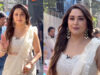 Madhuri Dixit Gives A New Twist To Chikankari In An Off-White Ruffle Saree. The Glow!
