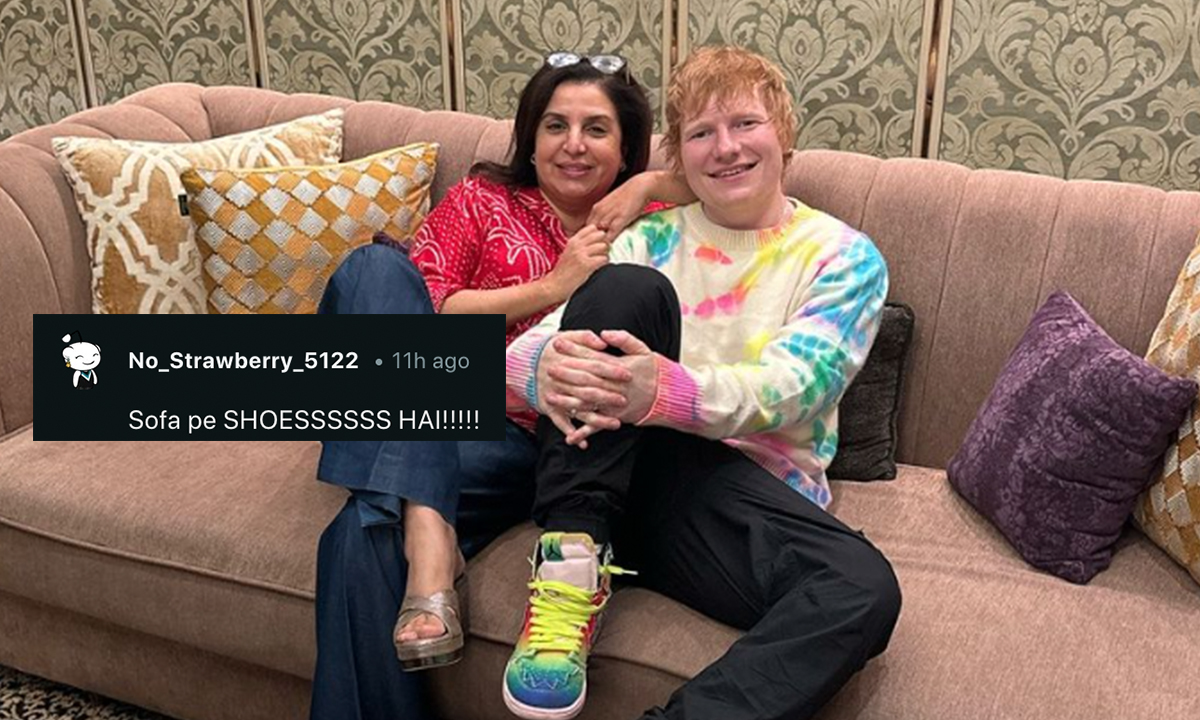 Farah Khan, Ed Sheeran Reunite But Desi Internet Is Stressed About Their Shoes On The Sofa. Concern Legit Hai!