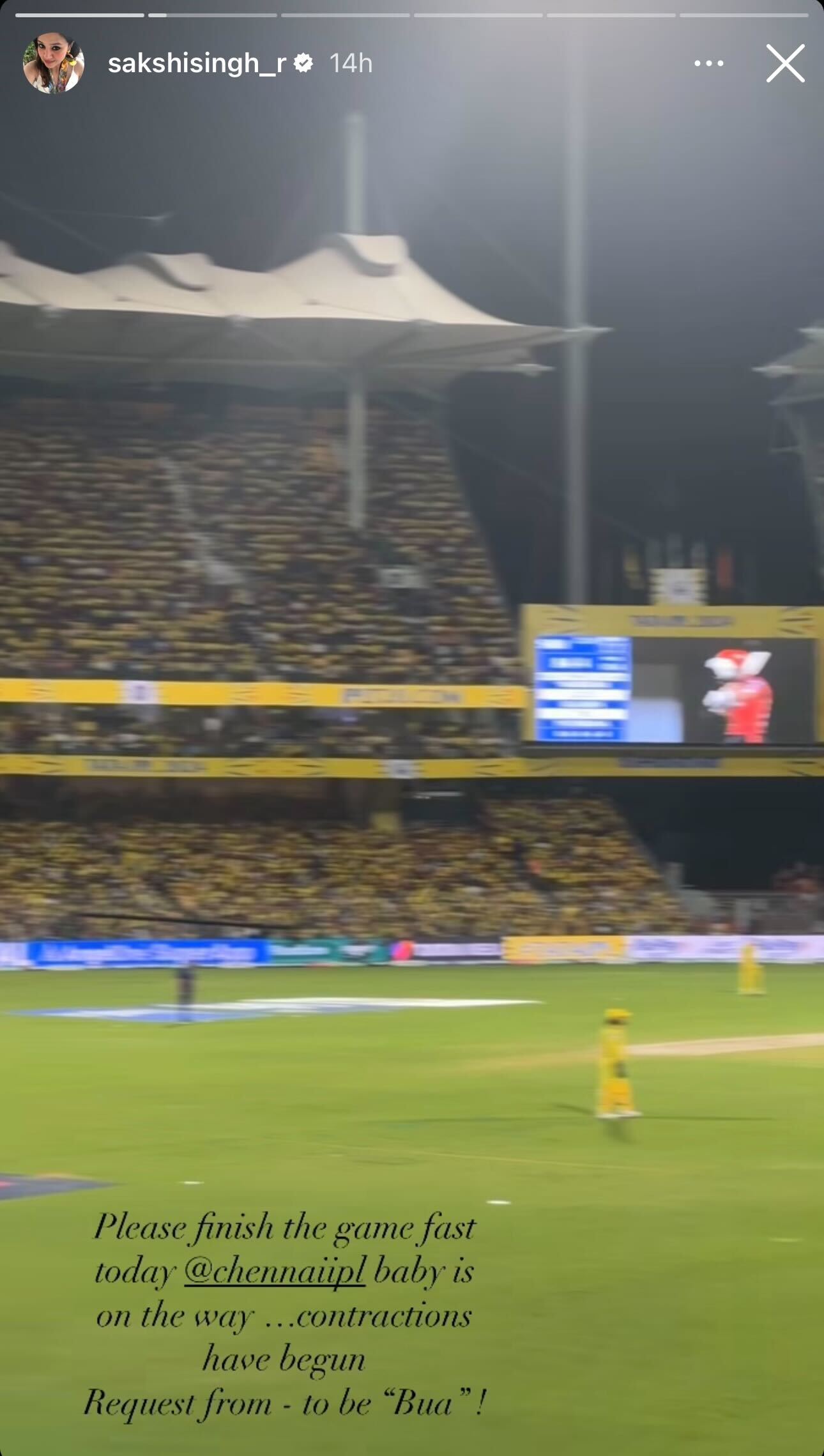 Saksh-Dhoni-Urged-Cks-Srh-Match-Wrap-Early-Mahendra-Singh-Dhoni-Sister-Baby-On-The-Way-Instagram-story