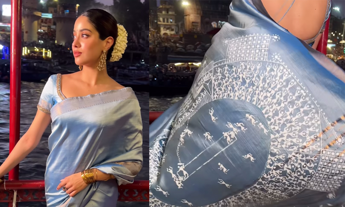 janhvi-kapoor-mr-and-mrs-mahi-promotions-kanjeevaram-saree-handpainted-cricket-detail