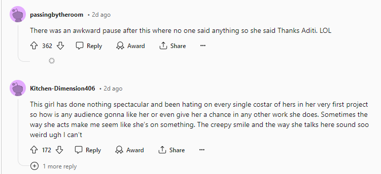 Sharmin Segal disrespects Aditi Rao Hydari Reddit reacts 