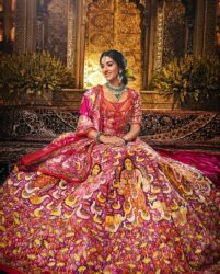 Radhika Merchant Dons Custom AJSK Lehenga Ft. Jayasri Bruman's Hand Painting For Day 2 Of Wedding Festivities