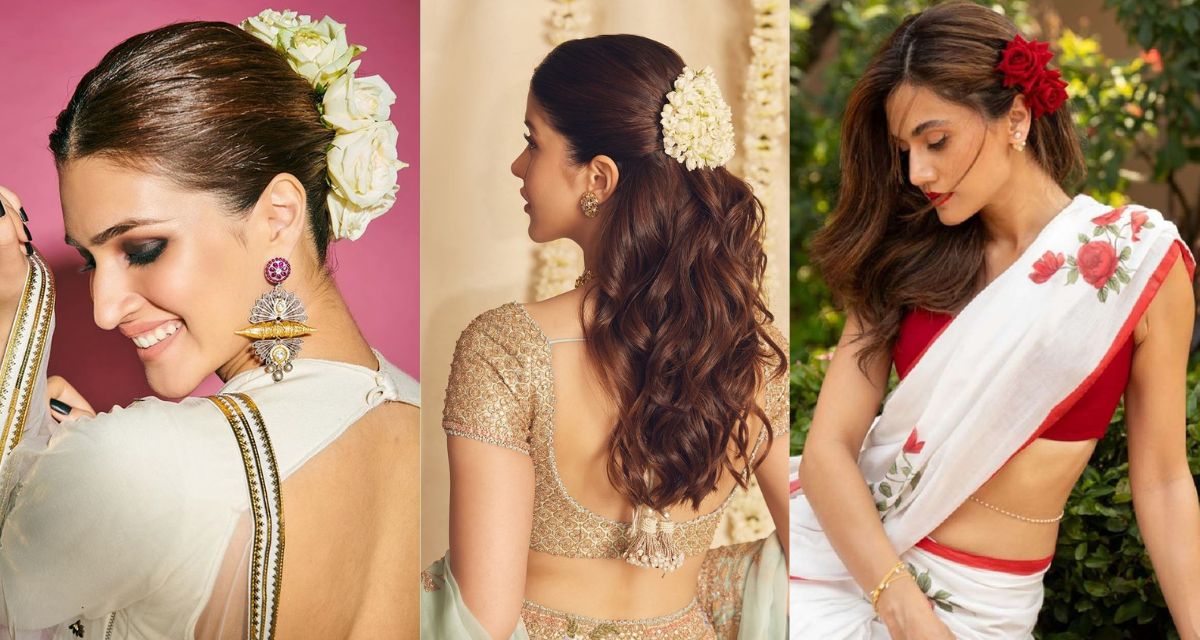 Kriti Sanon, Taapsee Pannu, And More Serve Floral Hairstyle Ideas Apt For Monsoon Weddings!