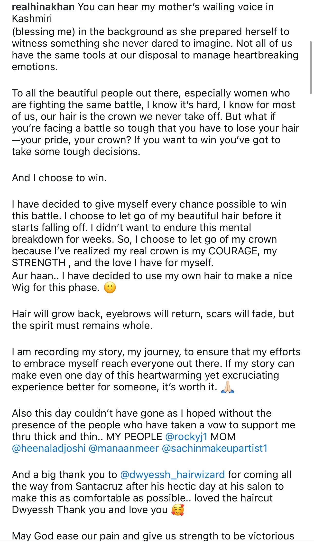 Hina Khan Cuts Hair Short To Avoid Mental Breakdown Of Hair Loss Due To Chemotherapy