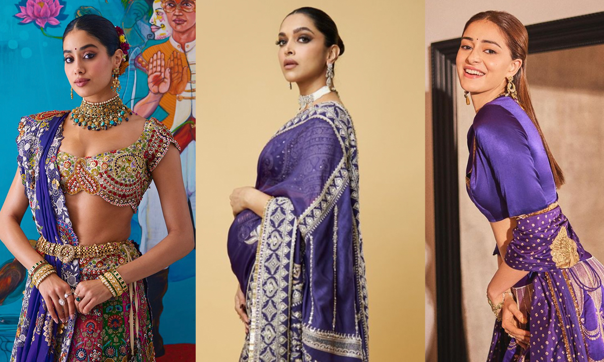 From Deepika Padukone’s Saree To Janhvi Kapoor’s Dupatta, Purple Is Ruling Festive Fashion!