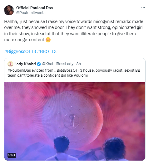 BB OTT3’s Poulomi Das Reacts To Being Eliminated, “They Want Illiterate People Giving Cringe Content