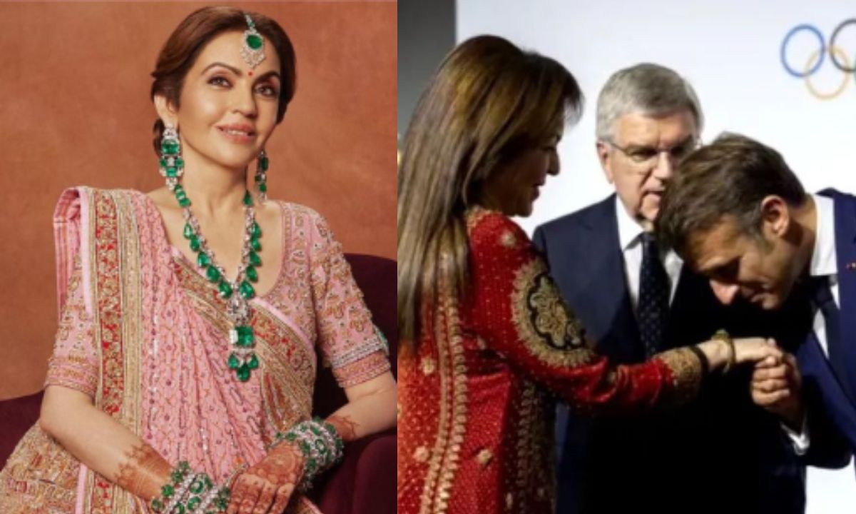 Nita Ambani Stuns In A Maroon Embroidered Suit For Paris Olympics 2024 Event With Emmanuel Macron Nita Ambani Stuns In A Maroon Embroidered Suit For Paris Olympics 2024 Event With Emmanuel Macron