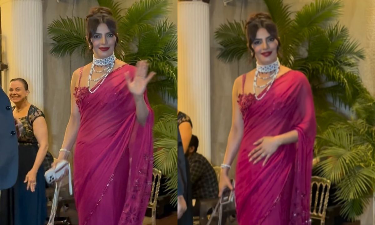 priyanka-chopra-stunning-magenta-saree-brother-siddharth-chopra-wedding-festivities
