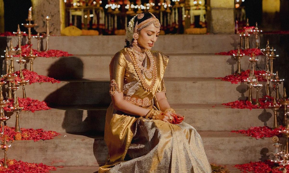 Sobhita Dhulipala In Gold Gaurang Saree, Regal Jewellery For Wedding With Naga Chaitanya Has Us Obsessed Sobhita Dhulipala In Gold Gaurang Saree, Regal Jewellery For Wedding With Naga Chaitanya Has Us Obsessed