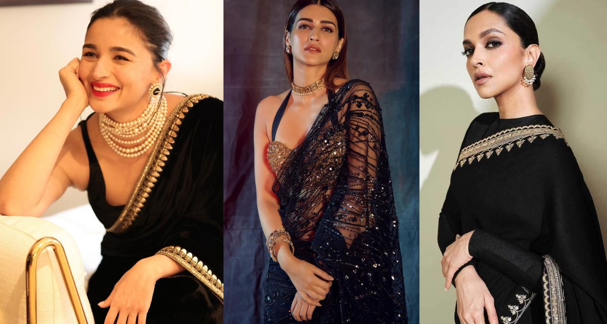 bollywood-actresses-black-saree-alia-bhatt-kiara-advani-kriti-sanon