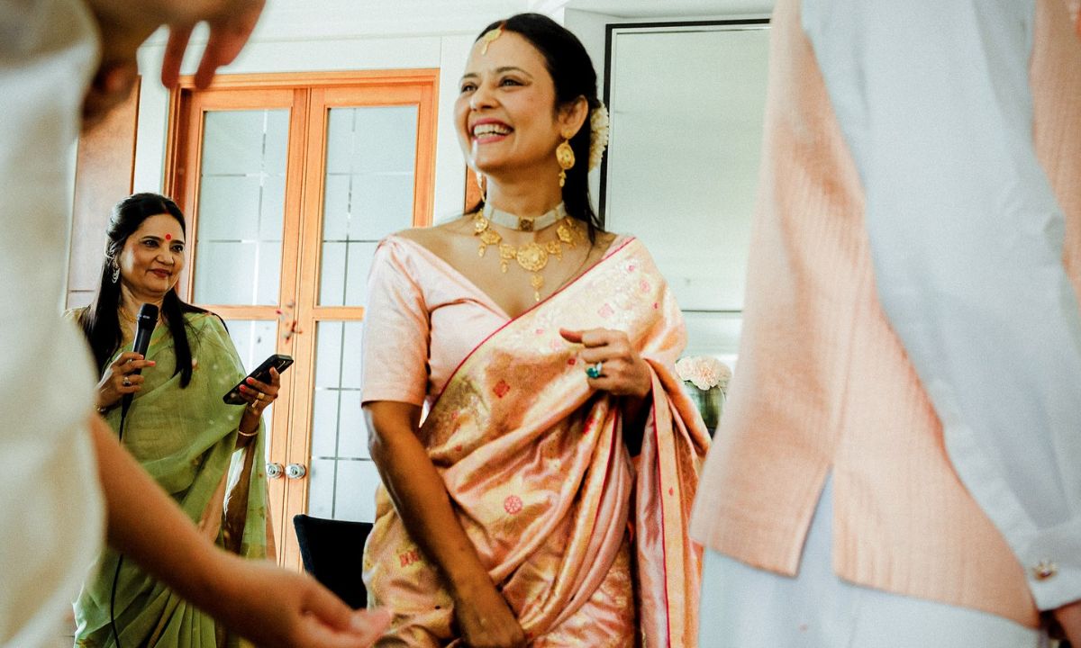 TMC-Leader-Mahua-Moitra-wedding-look-custom-Parigul-sari-decoded