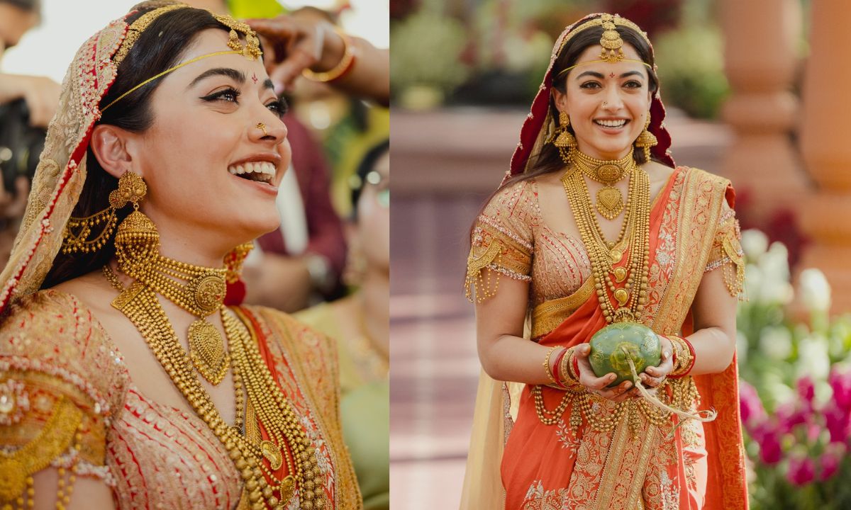 Rashmika Mandanna Ditched Diamonds For All Gold Bridal Look And It Has A South Indian Connection!