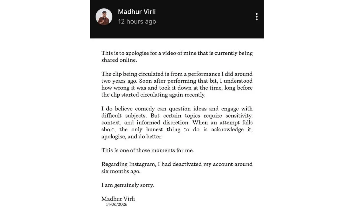madhur-virli-apologises-rape-joke-viral-pranit-more-stand-up-comedy